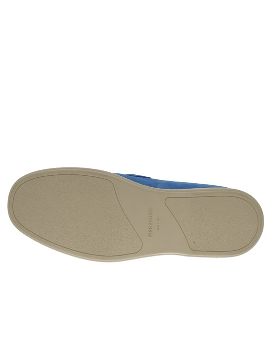 Salvatore Ferragamo Cosimo Gancini Loafers Blue Suede Leather Size 12 New main image 4